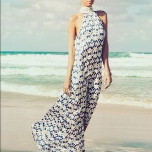 Aila blue jelita Maxi dress in indigo ikat